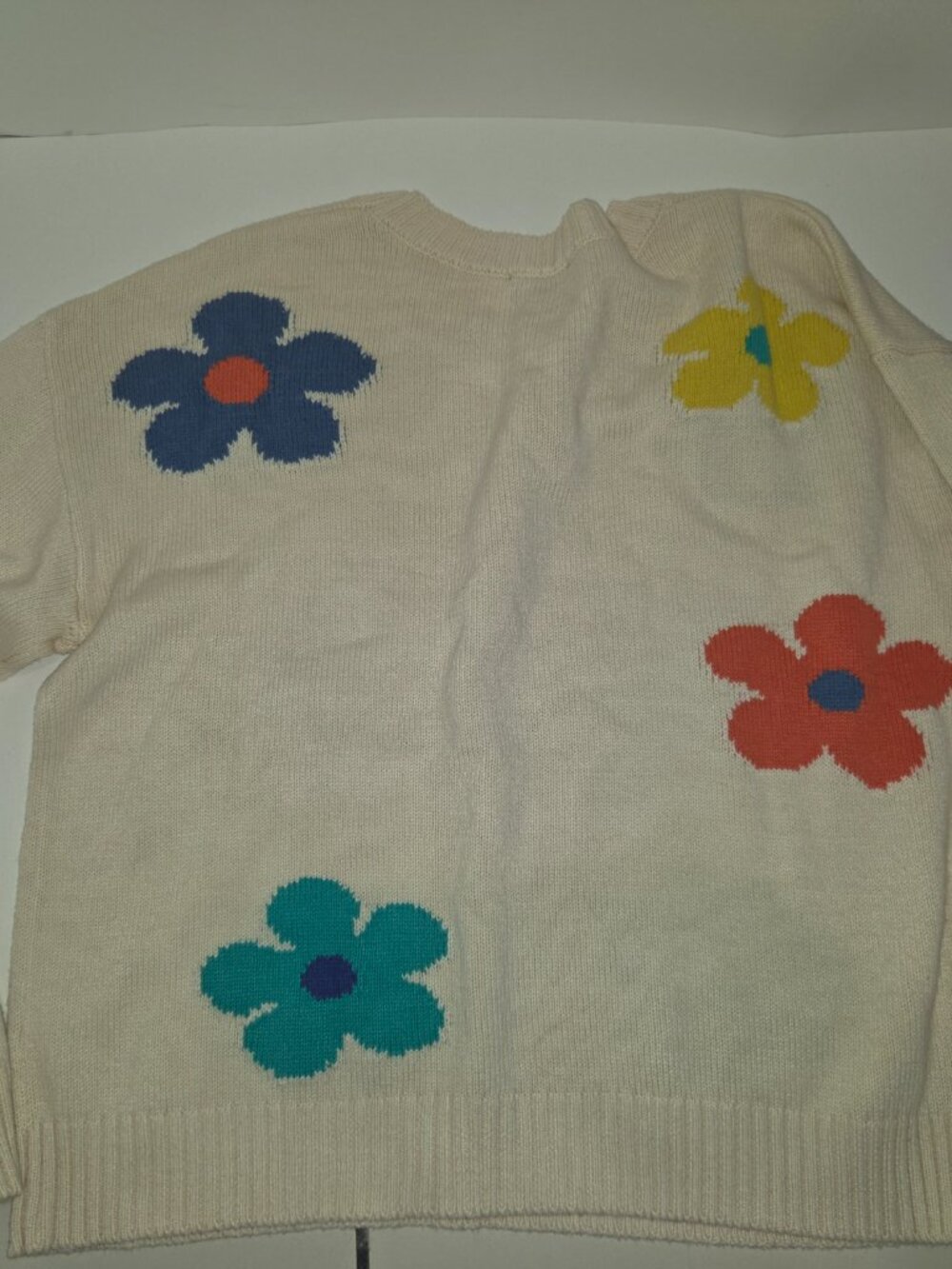 Rails Sweater Womens Sz M Ivory Perci Daisy Cotton Blend Knit Cute Flowers Boxy - Picture 6 of 6